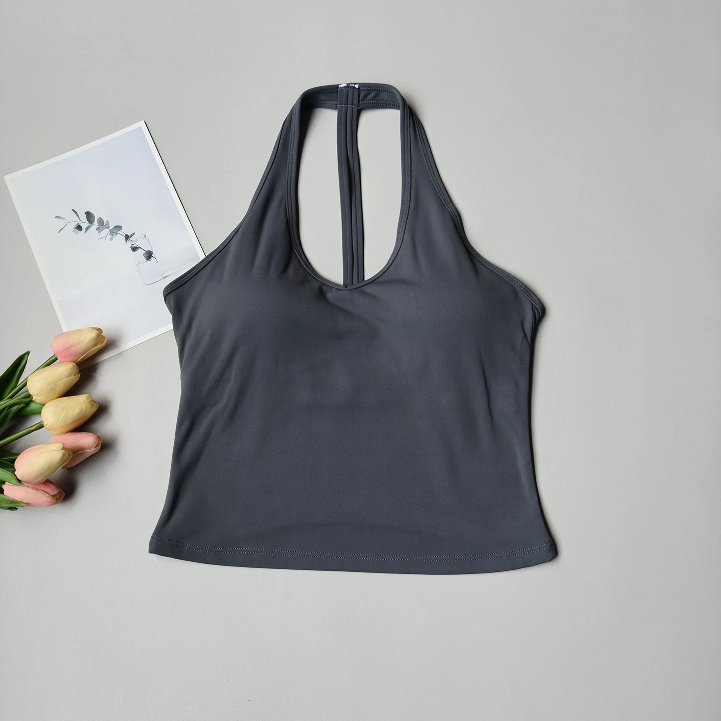 Sports Bra Womens V-neck Halter Neck Beautiful Back Push-up Yoga Vest Gym Top Outer Wear Running Shock-proof Fitness Bra Top 260326
