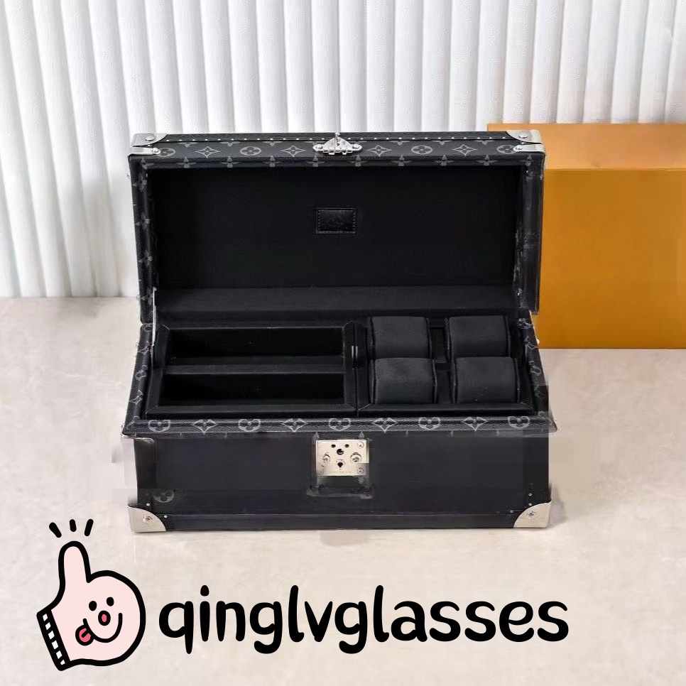 Hard Case Jewelry Storage Box Watch Box Vintage Pattern Box for Watches Cufflinks Sunglasses Accessories Dustproof Decorative Gift Box for Women