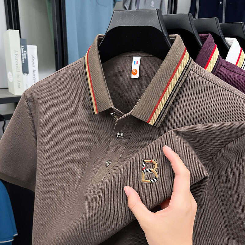 High Quality Stylish Summer Short Sleeve T Shirt Thin Middle Aged Dad's Business Casual Ice Silk Pullover Polo Shirt - view 5