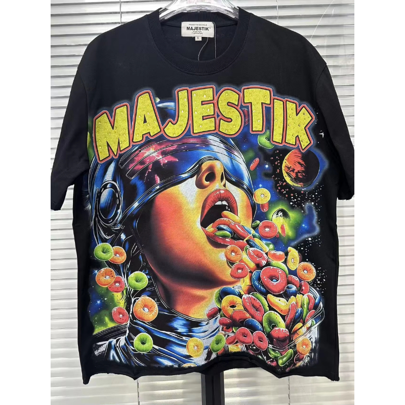 Streetwear Cotton Washed Summer Mens Tshirt Crew Neck Vintage Rhinestone Short Sleeve Top Tees Oversized