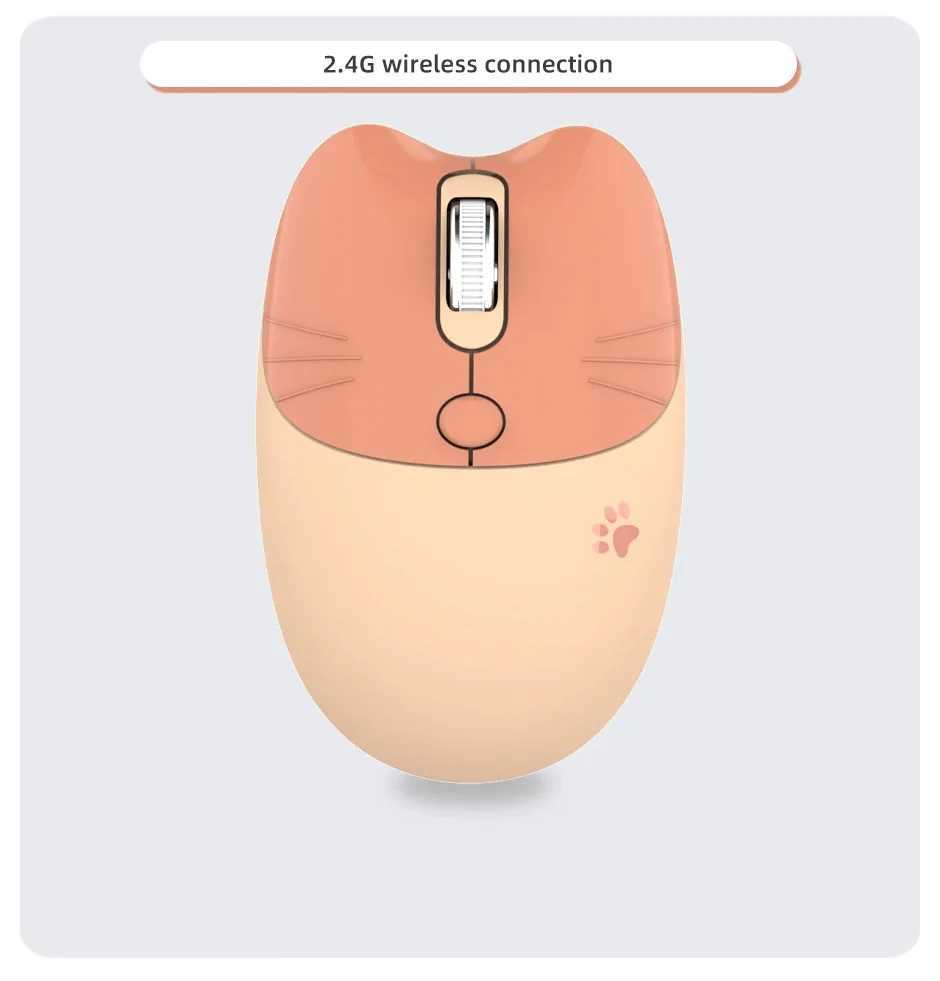Mofii Cute Cat 24G Wireless Mouse USB Receiver Plug and Play 3 Adjustable DPI Compatible with LaptopPC Computer D260327