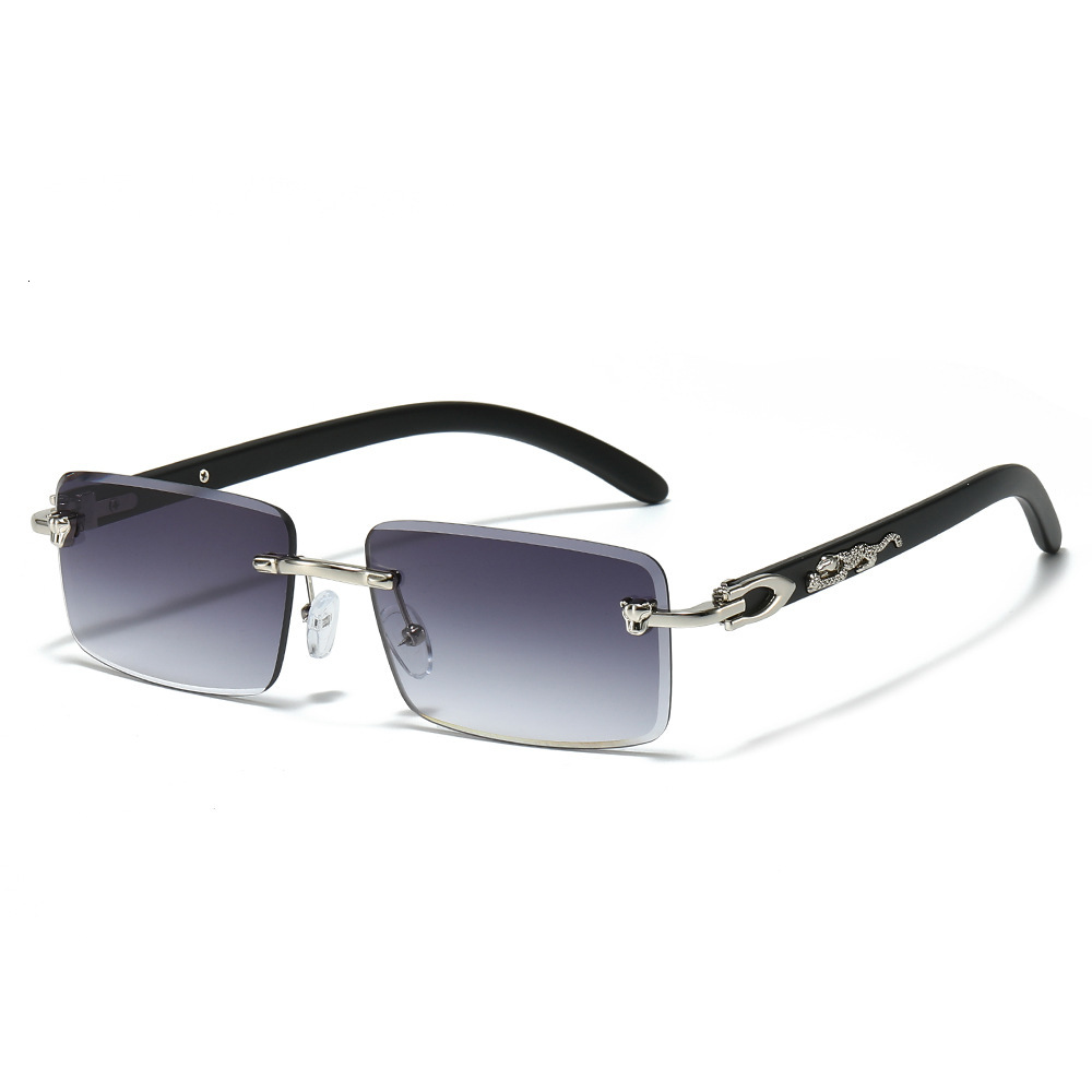 Luxury Brand Designer Sunglasses 2025 New Frameless Fashion Sunglasses European And American Style Leopard Decoration Square Rimless Sunglasses For Me