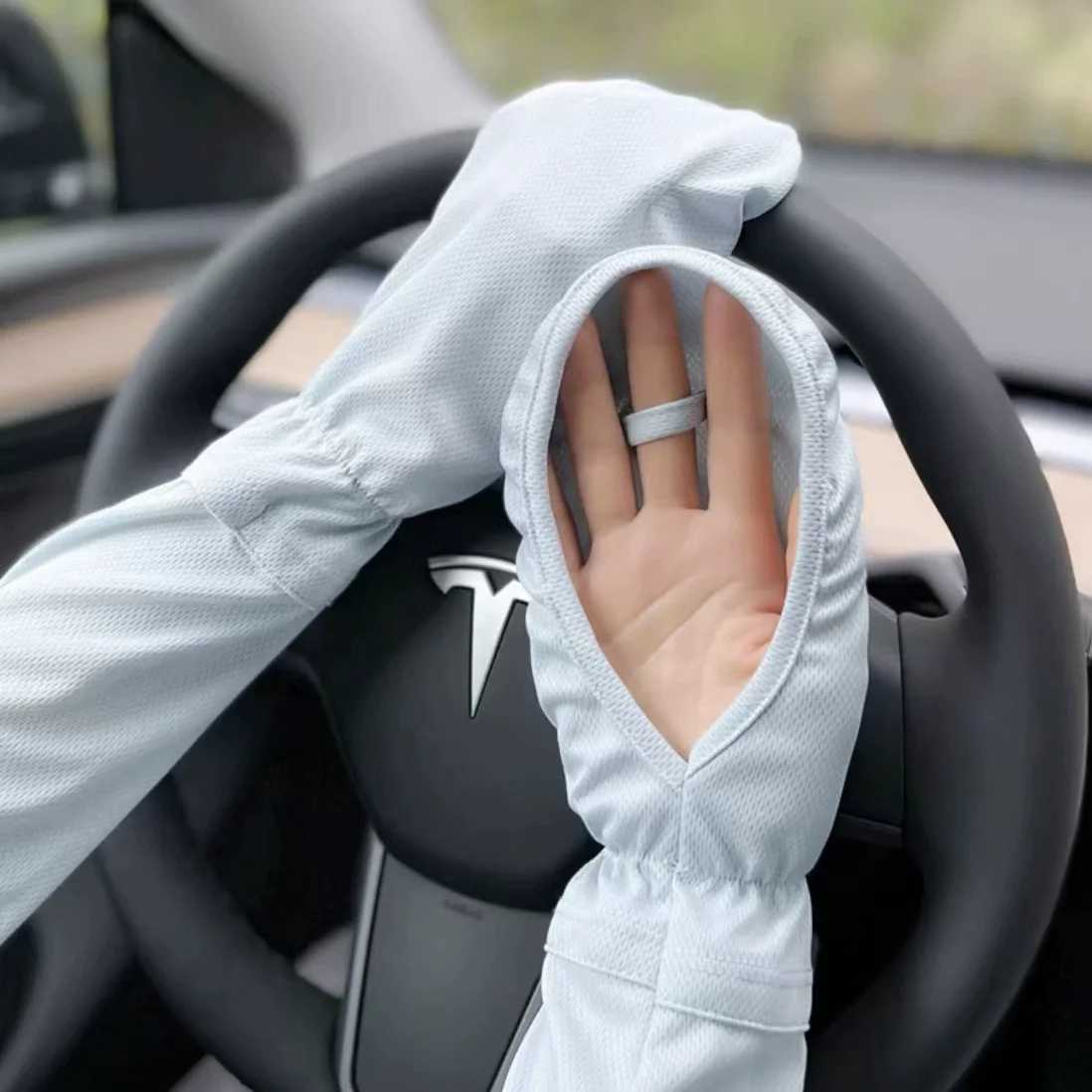 Womens summer sunscreen sleeves breathable horseshoe gloves UV protection driving gloves quick drying outdoor D260326