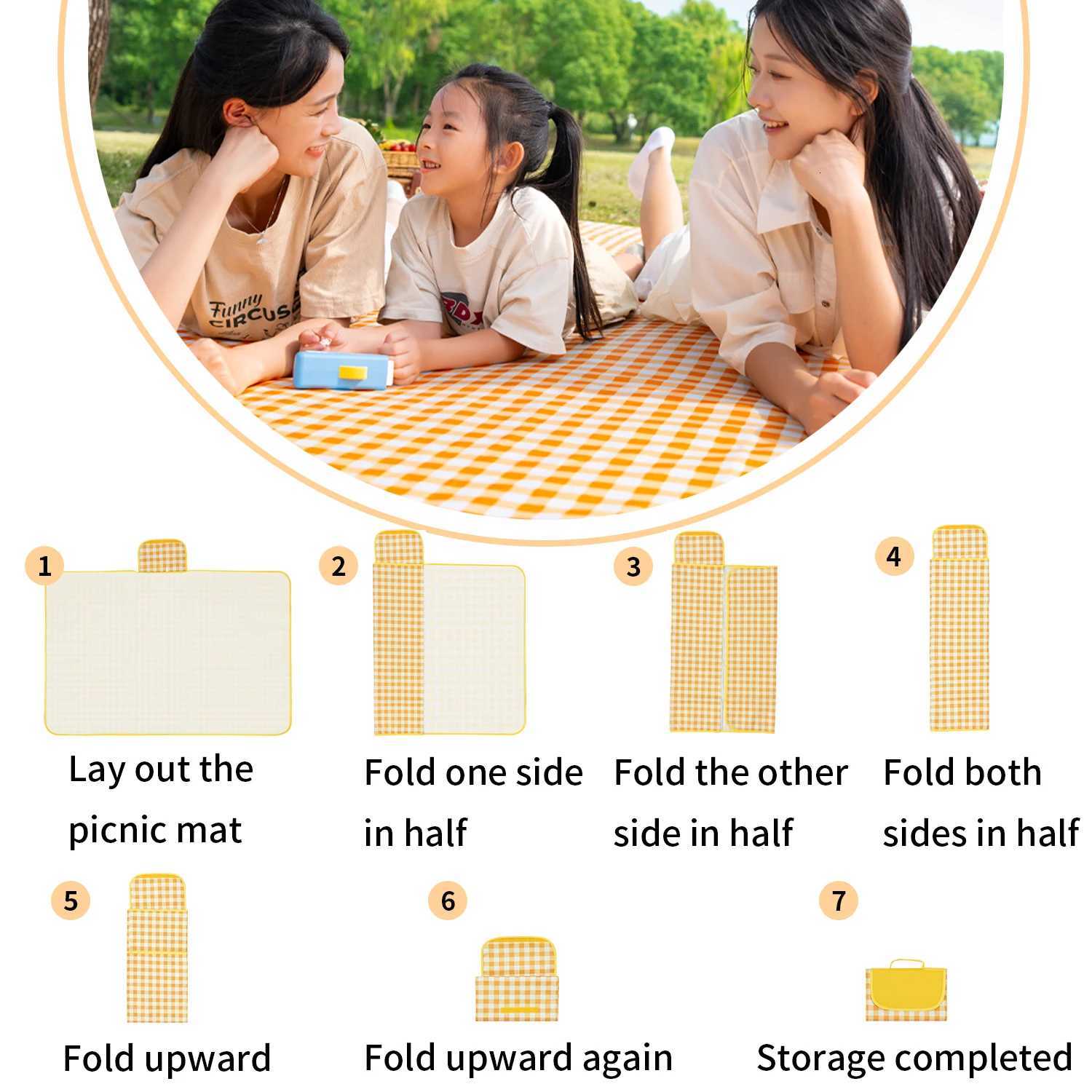 PRIMITIVE Extra Large Picnic Blanket Waterproof Gingham Picnic Mat Foldable Beach Blanket Lightweight Outdoor Blanket Travel Rug H260327