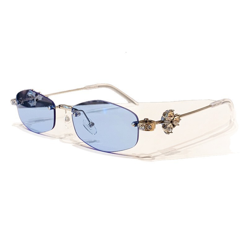 Luxury Brand Designer Sunglasses Jennie Same Style Jewelry Series Diamond Rimless Glasses Frame Polygonal Giltzi Fashion Light Luxury Customizable Tre