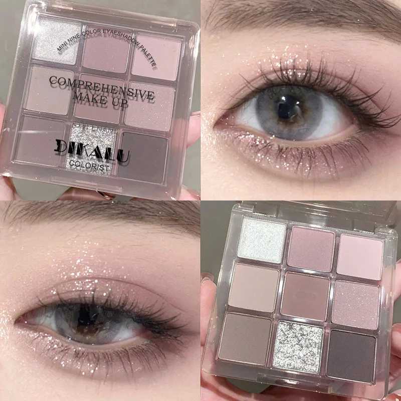 9 Color Dark Punk Smoky Eyeshadow Palette Grey Pink Pearl Matte Eye Shadow Brightening Lying Silkworm Shimmer Earth Color Makeup H260327