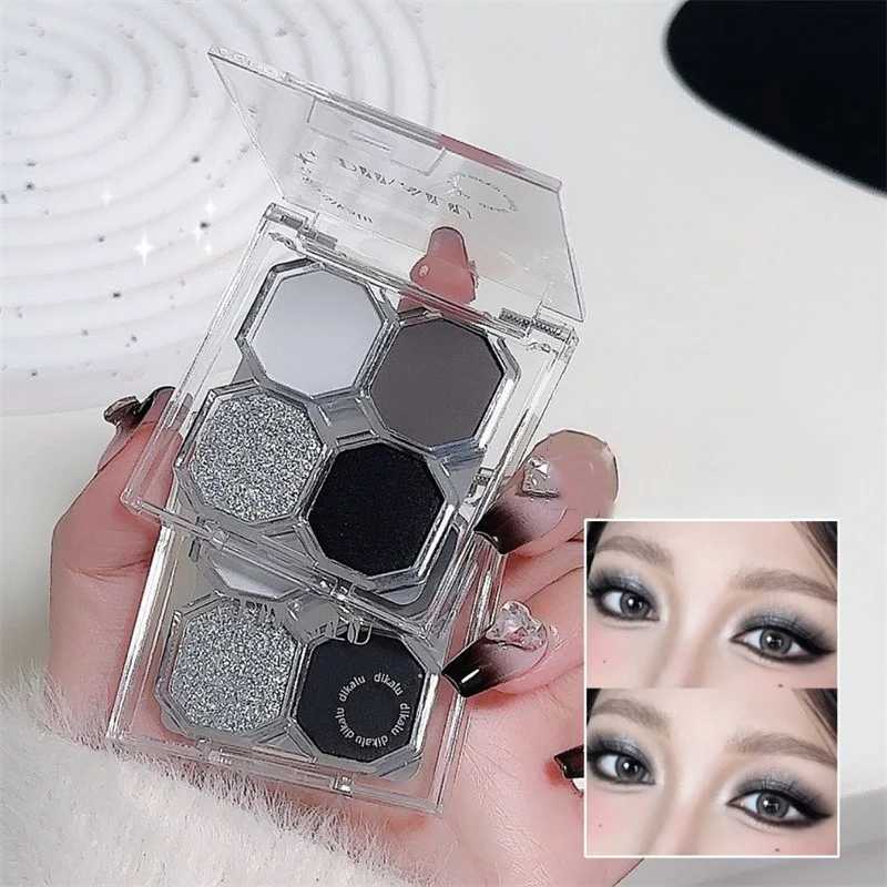 Black Light Star 4-color Eye Shadow Plate Smoky Makeup Dark Black Dark Cement Plate Cross-border Brightening Makeup Cosmetics H260327