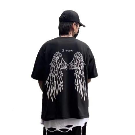 Dark Department reflective wings short sleeve mens T-shirt brand ins loose lovers dark clothes summer 240807