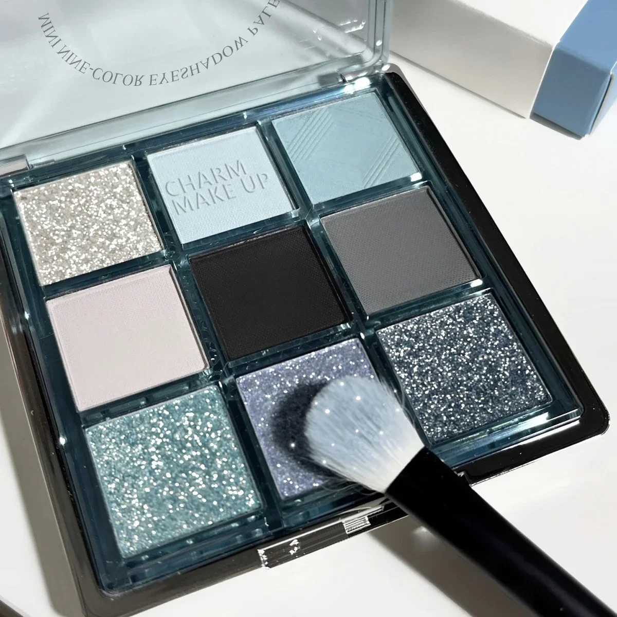 9 Colors Punk Smoky Blue Black Eyeshadow Makeup Pallete Matte Chocolate Brown Eye Shadow Palette Shimmer Shiny Eyeshadow Palette H260327