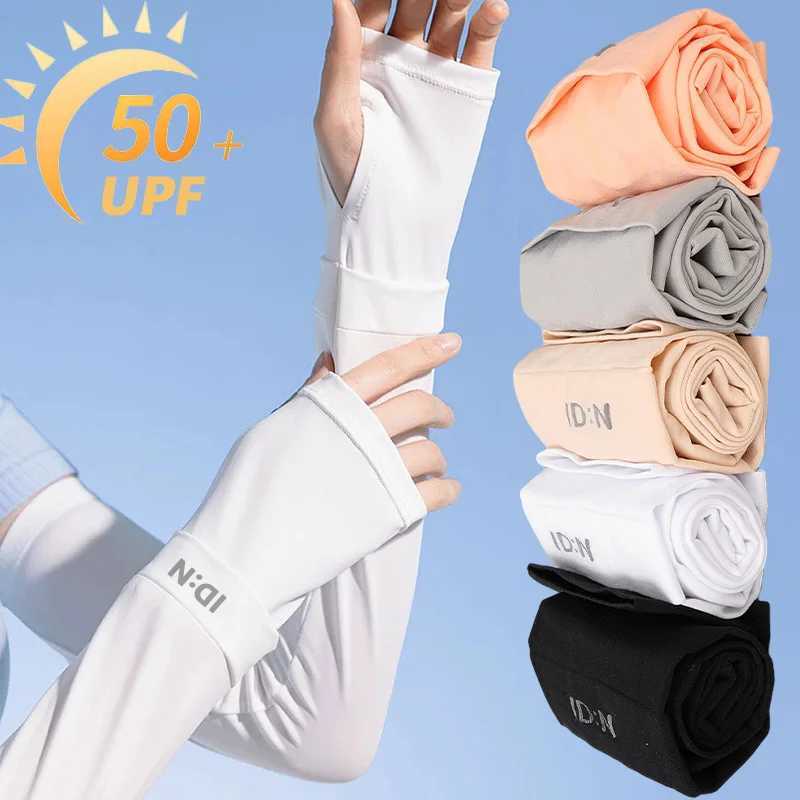 Summer Ice Silk Sun Protection Sleeves Driving Gloves Long Fingerless Cool Arm Warmer Solid Color Outdoor Beach Arm Protection D260326