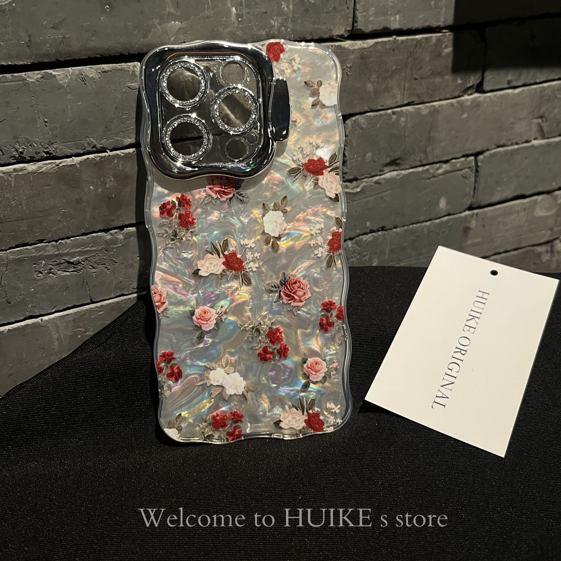 Shockproof Mother-of-Pearl Flower Lens Film Stand Case for iPhone