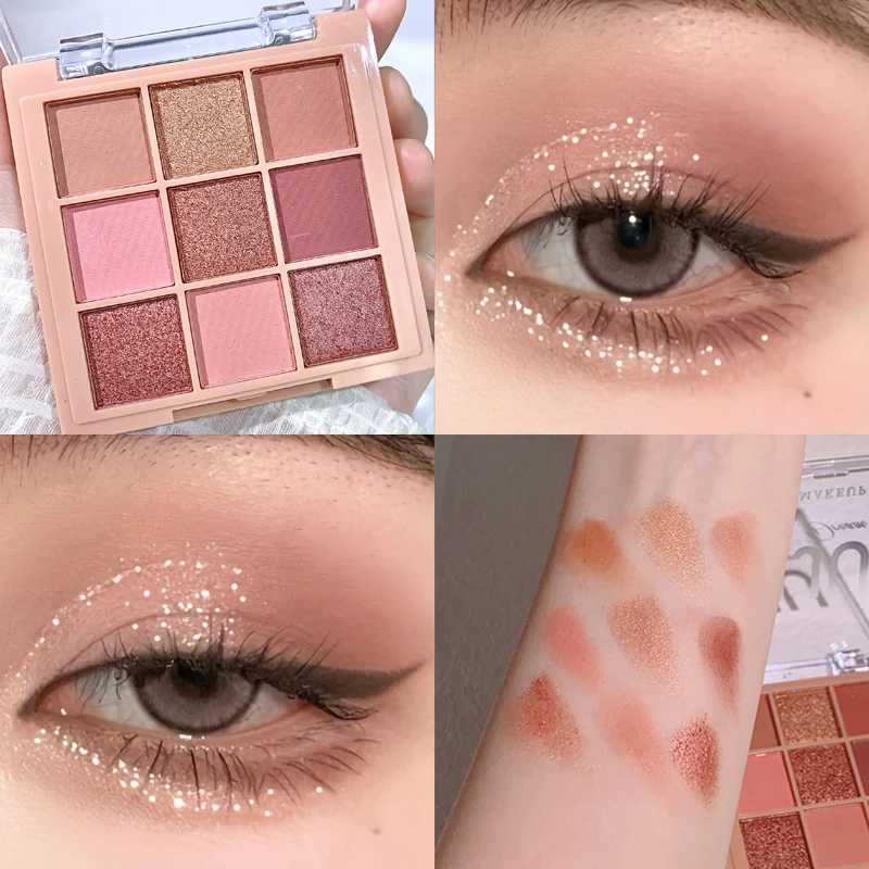 Nine-Color Eyeshadow Palette with Pearl Fine Sparkle Layerable Shimmer Bright Glitter and Vibrant Colors New H260327