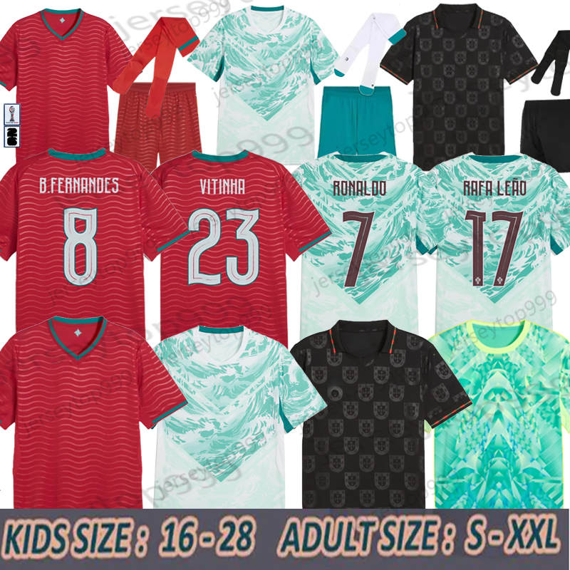 26 27 Portugal RoNalDo Retro Long Sleeves Portuguese Jerseys JOAO FELIX RUBEN NEVES DI PORTUGIESER Portugal football shirt Team Men Kids kit