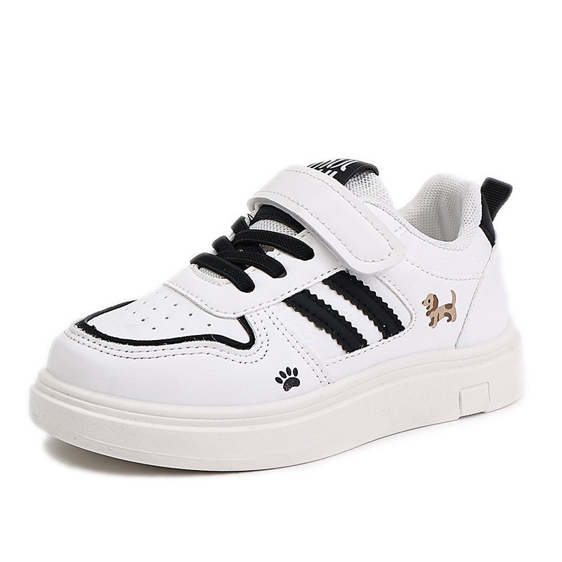 Kids White Sneakers for Girls Fashion Stripe Casual Shoes Comfortable Hook and Loop Strap Kids Walking Sneakers for School Daily Wear Free shipping