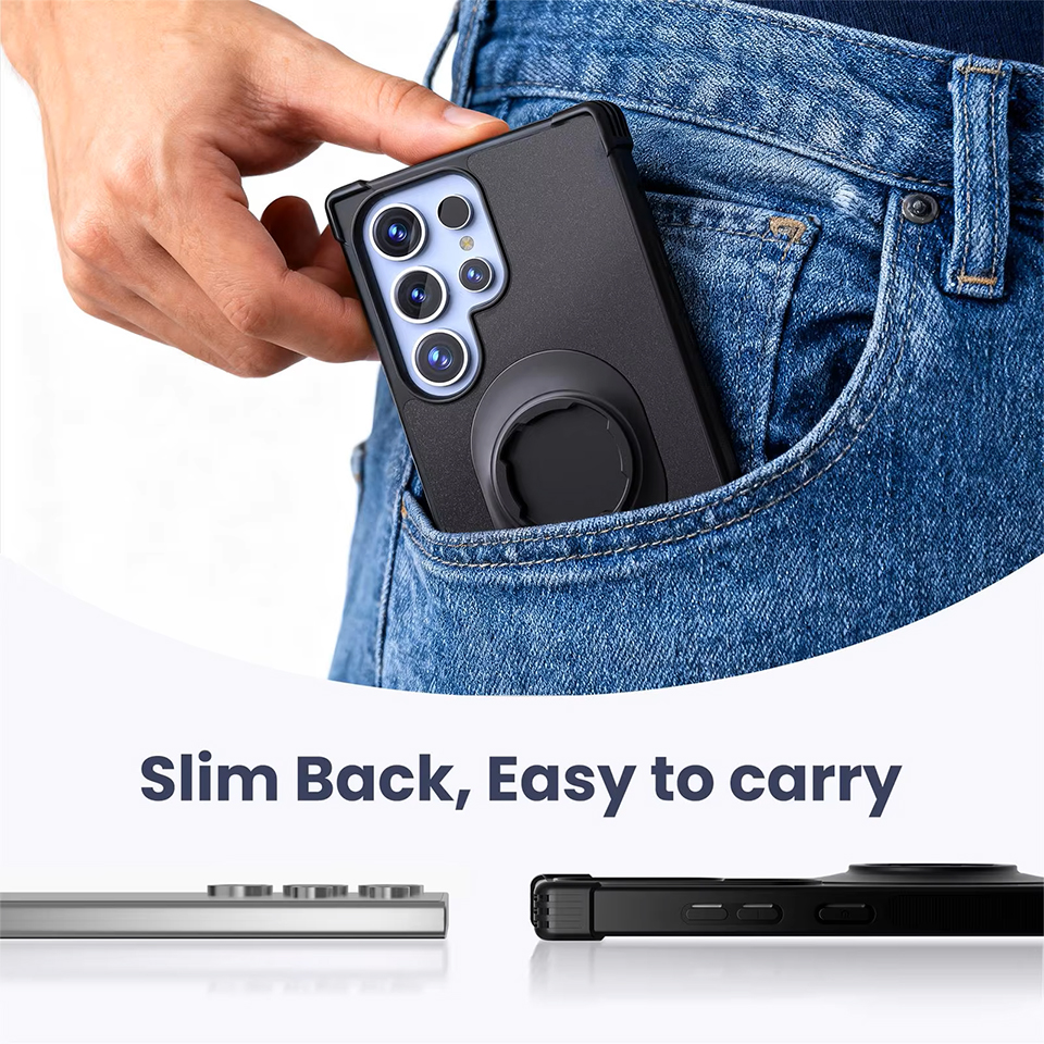 Rugged Outdoor Armor Case for Samsung S25 S24 Ultra, Built-in Mechanical Lock Interface for Bike Handlebar & Moto Navigation Mount, Shockproof Shell