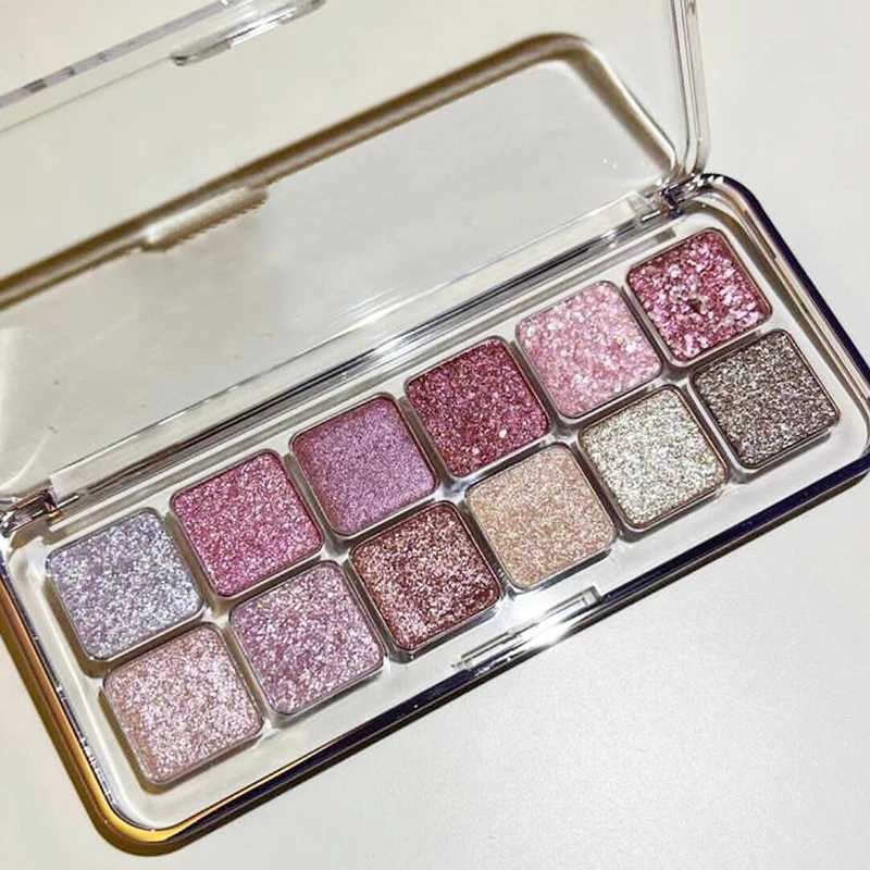 All Glitter Peach Sequin Eyeshadow Palette 12Colors Pink Pearly Highlights Shiny Polarized Flash Charming Eyes Makeup Pallete H260327
