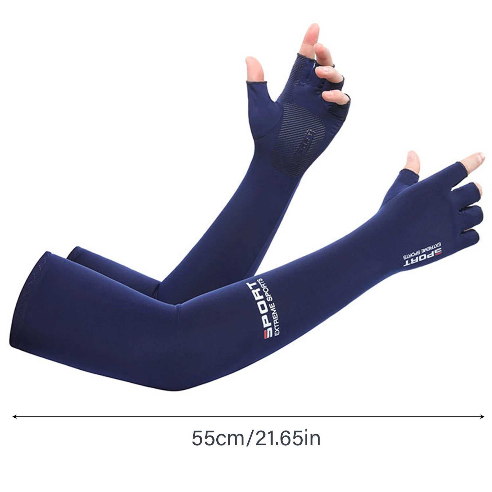 Sun-protective Arm Sleeves Cooling Cover Summer UV Sun Protection Riding Sleeves Thin ice silk gloves outdoor Running Cycling D260326