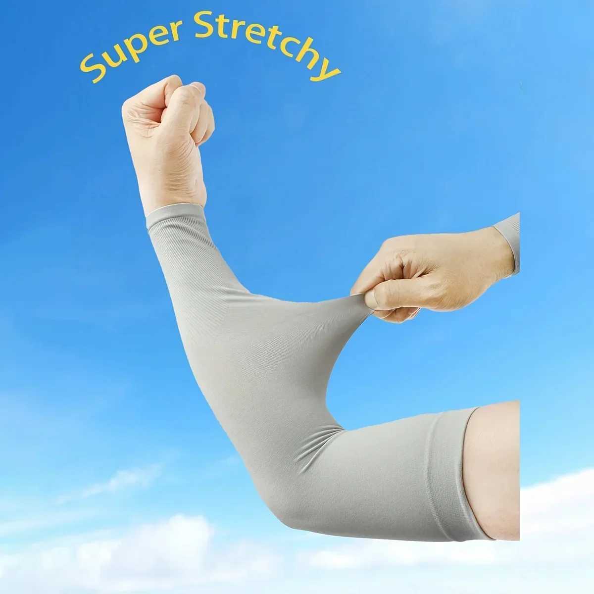 Womens Summer Arm Sleeves - Solid Color Elastic FitSun Protection Sweat-Absorbent Casual Outing Accessory Casual Armwear D260326