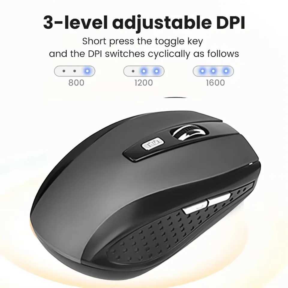 24G Wireless Mouse Gaming Mouse Ergonomic Mouse 6 Buttons 800-1200-1600 DPI Optical Office Mouse Mice for PC Laptop MacBook D260327