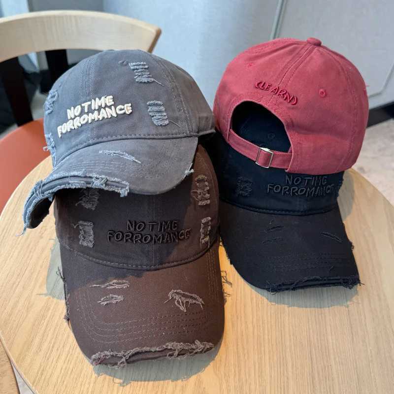 New Style Distressed Washed Baseball with Three-dimensional Embroidery A Slim Visor Hat That Makes Your Face Look Smaller M260327