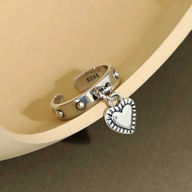925 Sterling Silver Heart Pendant Adjustable Rings For Women Wedding Luxury Jewelry Wholesale and H260327