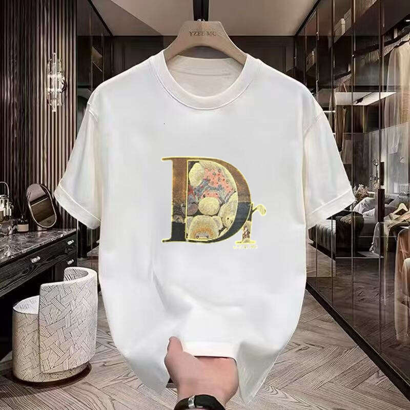High end pure cotton short sleeve T shirt for men 2026 spring/summer new style round neck loose fit European style base shirt