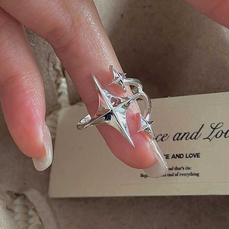 BF CLUB 925 Sterling Rings for Women Simple Geometric Handmade Irregular Retro Vintage Stars Ring Allergy For Birthday Gift H260327
