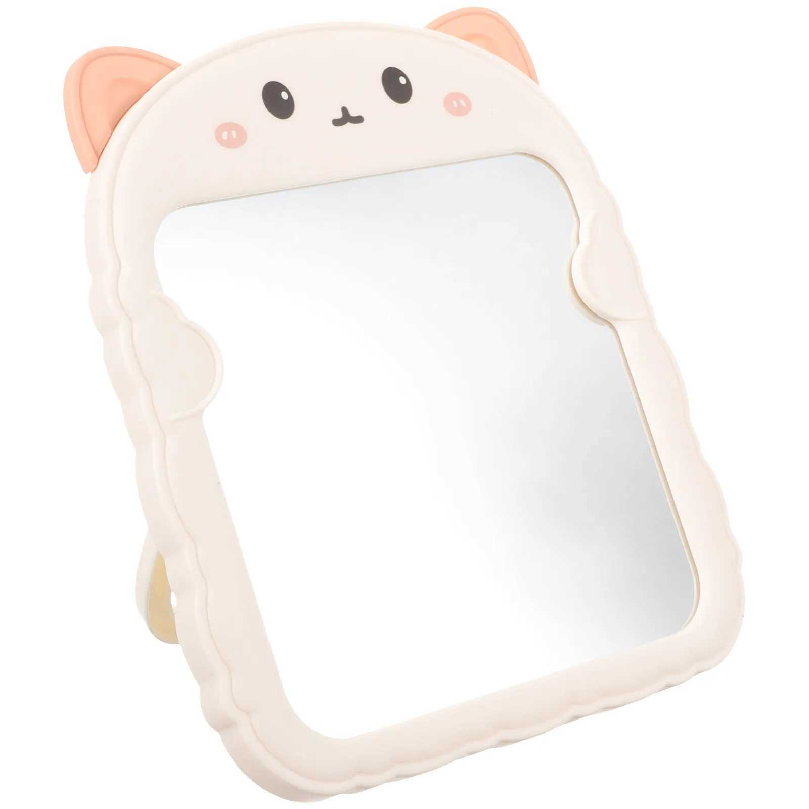 Cute Cartoon Bear Ear Folding Makeup Mirror Portable Vanity Travel Tabletop Ergonomic Design Stable Use Anytime Anywhere Gift H260327