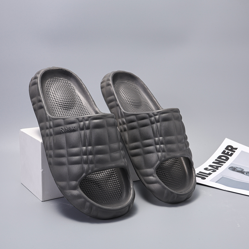 Slides Couple Ultra Light Trendy Plaid Pattern Fashion Gifts EVA Slippers Summer Outdoor Sandals Fashionable Non Slip Solid Slide Daily Outfit 2502A - view 6
