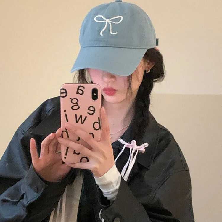 Cute Korean Ins Baseball Women Bow Design Sweet Romantic Pink Soft Top Hat Fashion Adjustable Snapback M260327