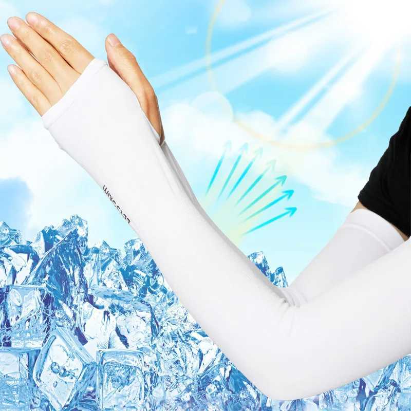 Unisex Ice Silk Arm Sleeves All-in-One Cooling Sun-Protective Sleeves for Summer Outdoor Cycling Driving D260326