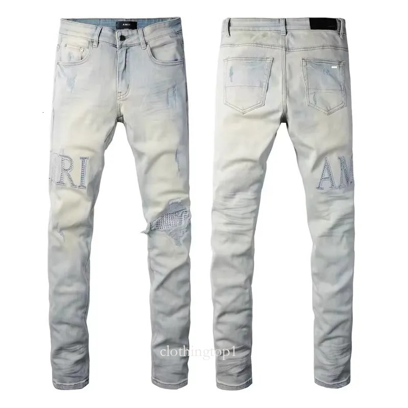 Amirijeanss Designer Jeans For Mens Luxury Brand Retro Washed Streetwear Denim Pants High Quality Oversize Jean Trousers Streetwear Womens Hole Hip Hop Rock 43b