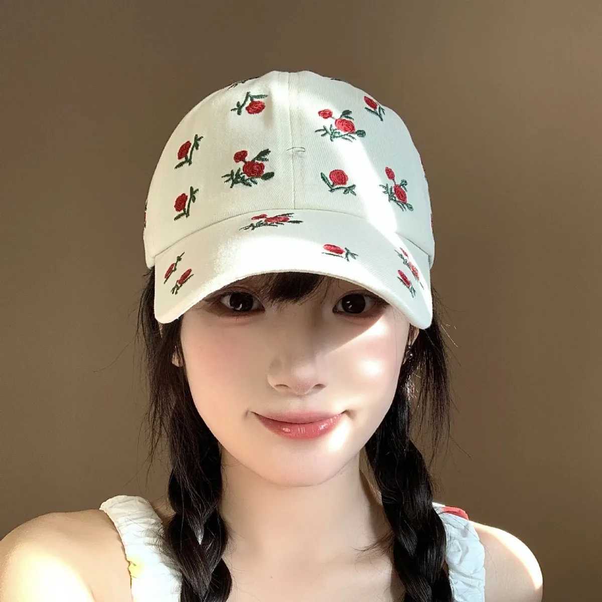 Cute Hats Japanese Sweet Style Retro Embroidered Baseball Cap Versatile Womens Baseball Cap Casual Sunshade Sun Protection Cap Z260327