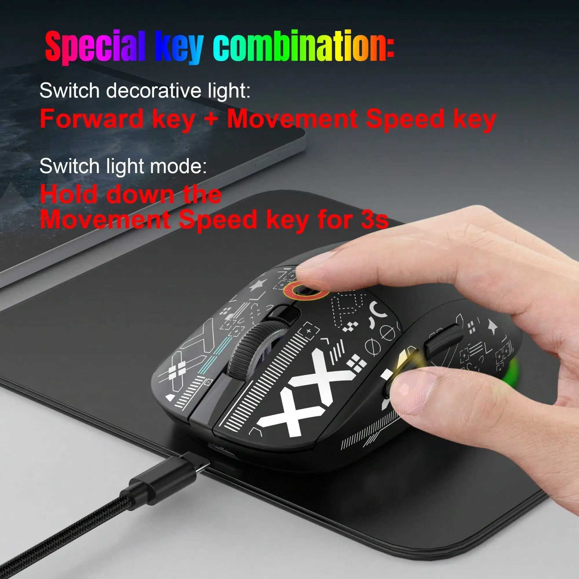 3 Modes Bluetooth Gaming Mouse Rechargeable 24G USB Wireless RGB Backlight Mouse for iPad Tablet Laptop Computer D260327