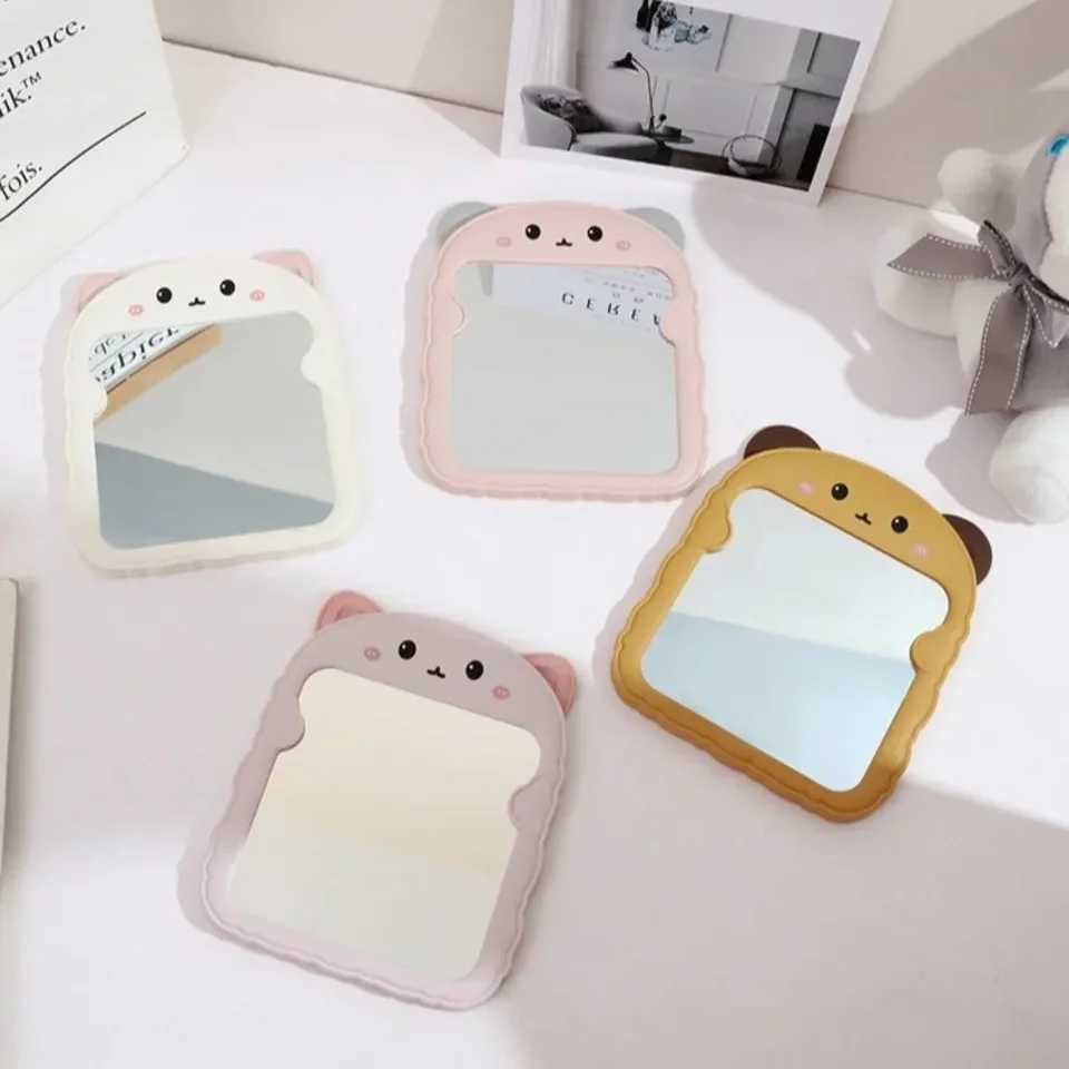New Cute Plastic Vanity MirrorCartoon Cat Ear Bear Ear Desktop Foldable Vanity MirrorInternet Famous Bedroom Small Mirror H260327