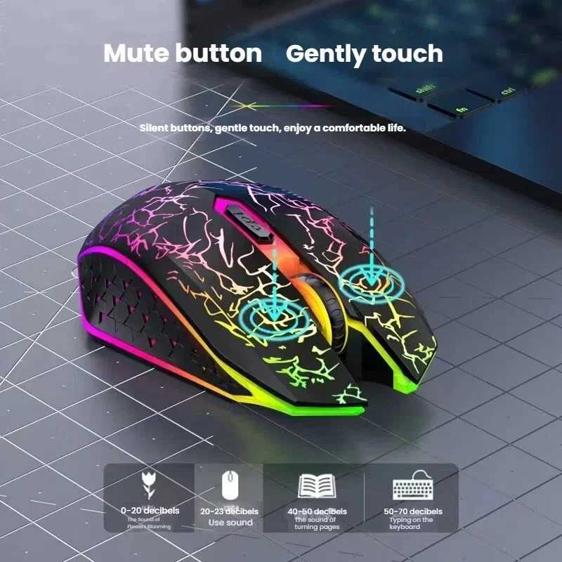 Sunny M8 Charging Mute Bluetooth Dual-Mode Wireless Mouse T-PC Charging Colorful Crack Luminous Game Mouse D260327