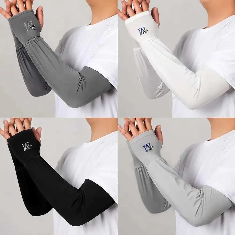 Mens Ice Silk Sun-protective Sleeves Arm Cover for Driving Riding Outdoor Sports UV Guard Cool Arm Sleeves D260326