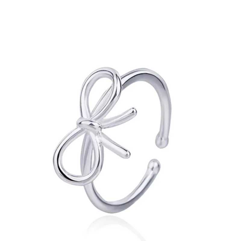 New Simple Element 925 Sterling Silver Jewelry Bow Female Wholesale Hot Popular Beautiful Opening Rings R205 H260327