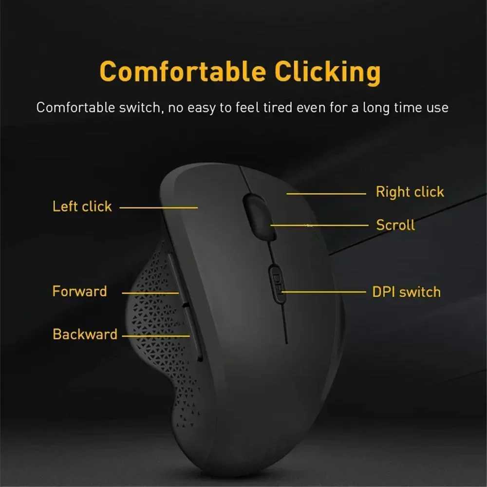 Wireless Mouse Ergonomic Computer Mouse PC Optical Mause with USB Receiver 6 Buttons 24Ghz Wireless Mice 1600 DPI for Laptop D260327