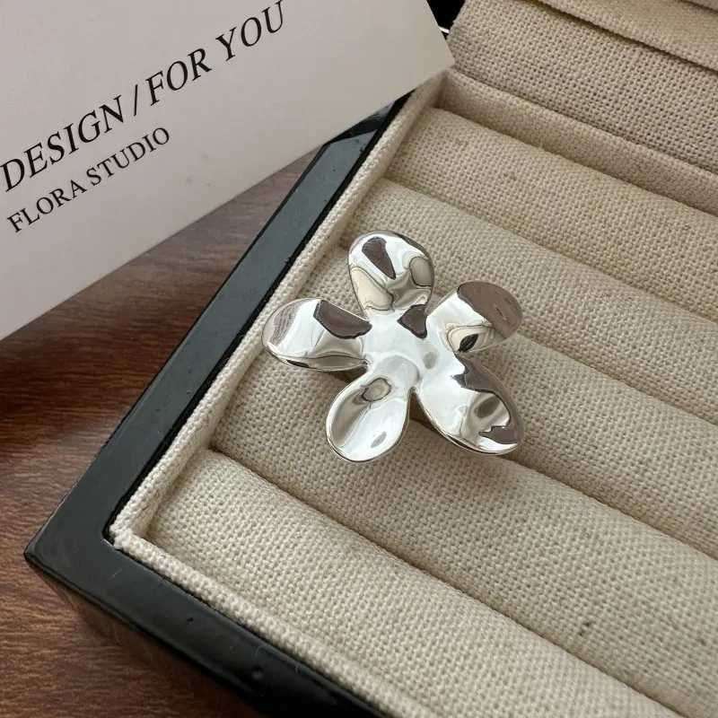925 Sterling Silver Exaggerated Big Flower Adjustable Rings For Women Luxury Quality Jewelry Accessories Wholesale Jewellery H260327