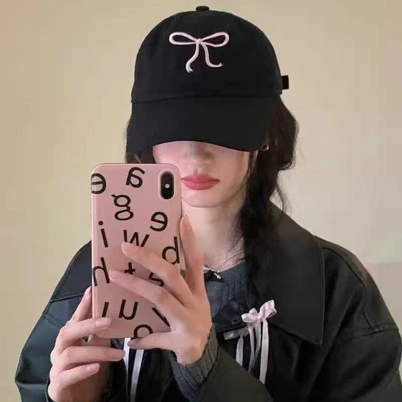 Cute Korean Ins Baseball Women Bow Design Sweet Romantic Pink Soft Top Hat Fashion Adjustable Snapback M260327