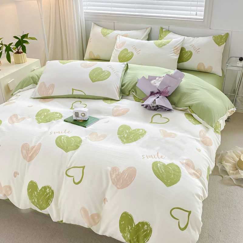 Love printing Class A washable four-piece set polished quilt cover bed sheet student dormitory four-piece set H260327