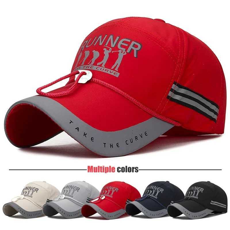 New Fashion Casual Baseball Outdoor Sport Hats Quick-Drying Fabric Reflective Strip Windproof Rope Fishing Design M260327