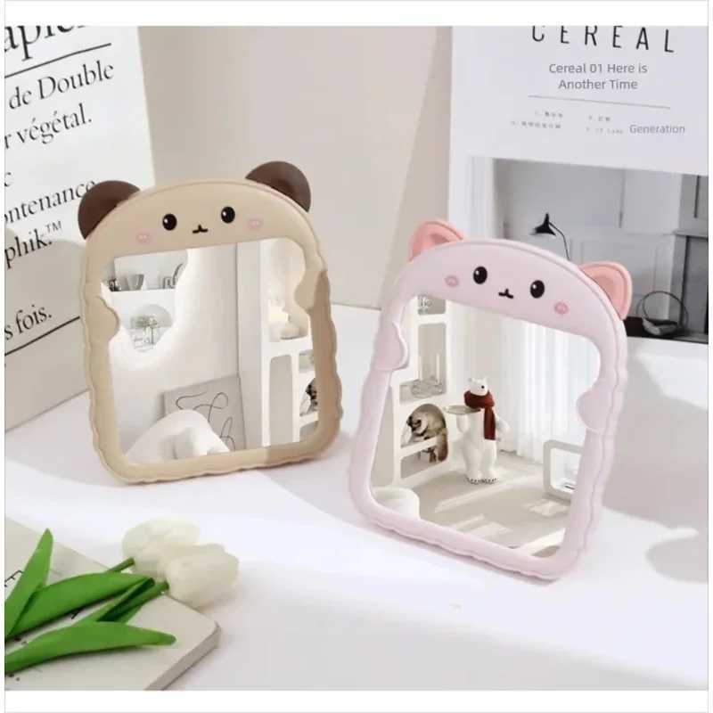 Bedroom Small Makeup Mirror - Cartoon Panda Ear Table Foldable Style Dormitory Office Use H260327