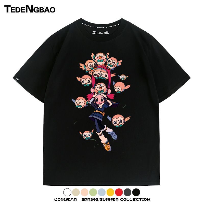 Pokemon Mewtwo Cartoon Pokemon Merchandise Short-Sleeve T-Shirt Summer Men's Fashion Couple's Top Versatile
