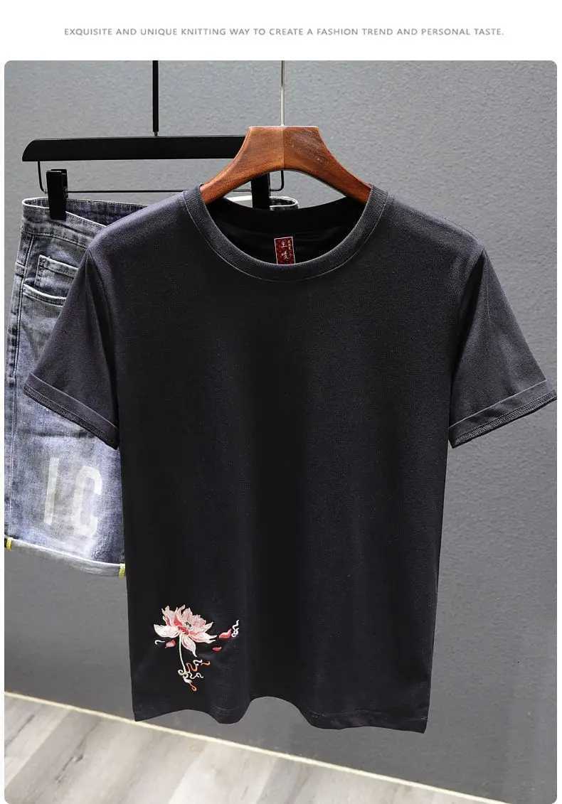 2025 New Ethnic Style Embroidered Short-sleeved T-shirt Men Summer Casual Base Top C260326