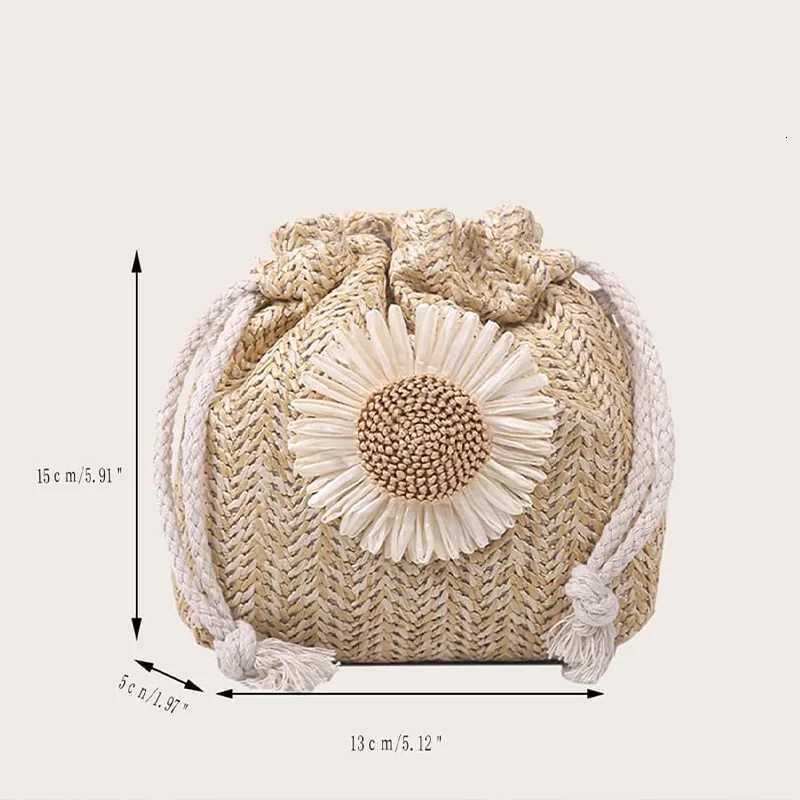 Summer New Fashion Straw Strap Mouth Womens Woven Bag Single Shoulder Bag Crossbody Bag for Travel and Amusement C260327