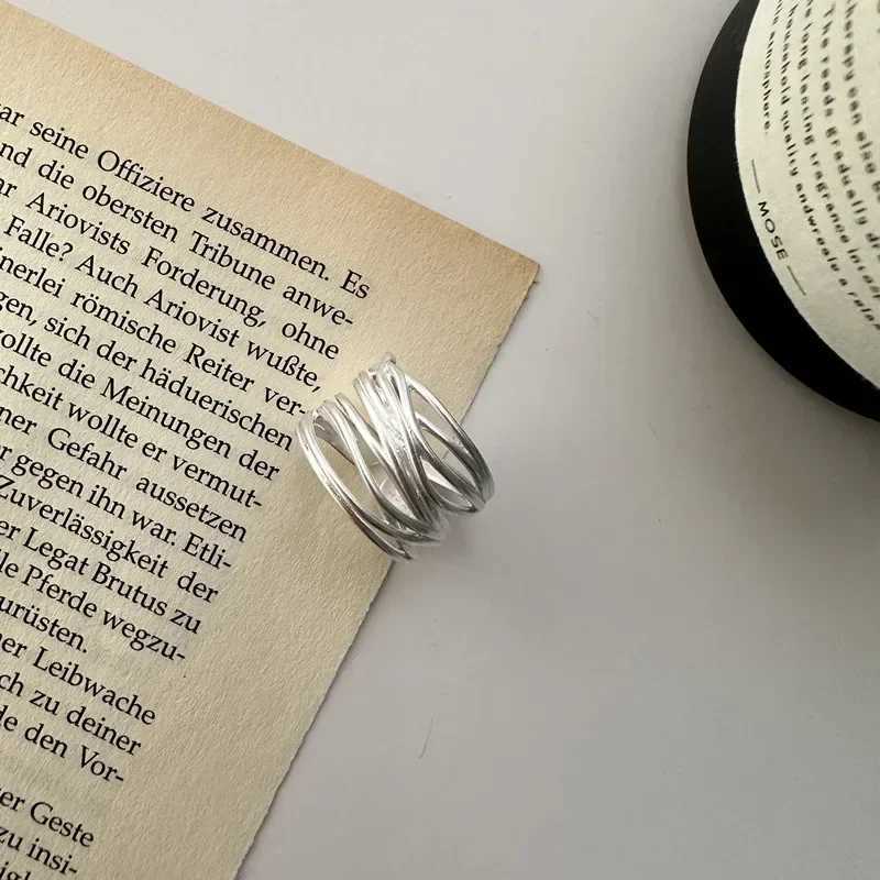 925 Sterling Silver Open Ring for Women Fashion Handmade Geometric Irregular Lines Ring Party Jewelry Holiday Christmas Gifts H260327