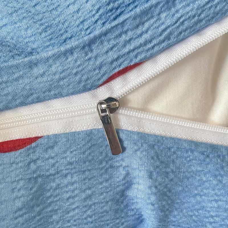 Polka Dot Bedding Set Washed Cotton Korean Duvet Cover Flat Sheet And Pillowcase Set For Cozy Bedroom Decor Single Double Size H260327