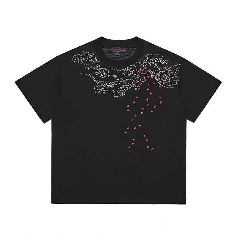 Mens T Shirt Harajuku Chinese Style Streetwear Flying Dragon Heavy Embroidery Cotton Tee Drop Shoulder Loose Fit Short Summer C260326